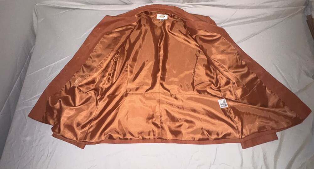 Talbots Safari Jacket Size 14 Orange Button Up Utility Pocket - Picture 9 of 11